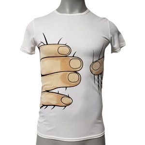 Hand Print white stretchy shirt